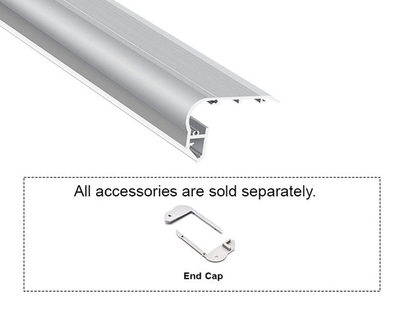 STAIR EDGE - GL 024 Silver Aluminum Channel + Milky Diffuser - 78"