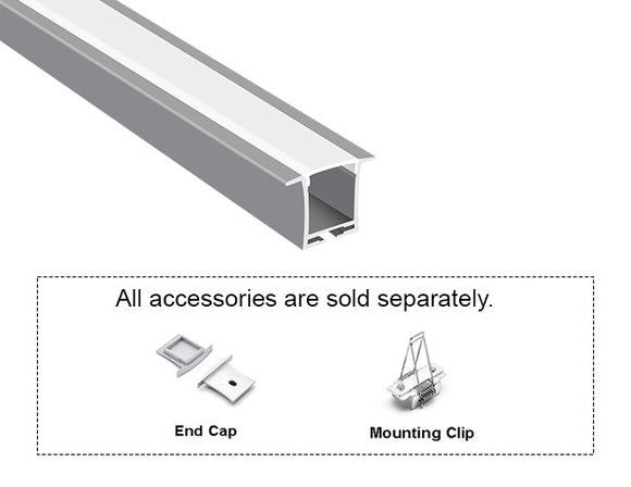 GL LED Skinny Recess GL-031 Aluminum Channel with Milky Diffuser ensures clean, consistent lighting within tight recess spaces. Constructed from high-grade anodized aluminum for efficient heat dispersion and durable use.