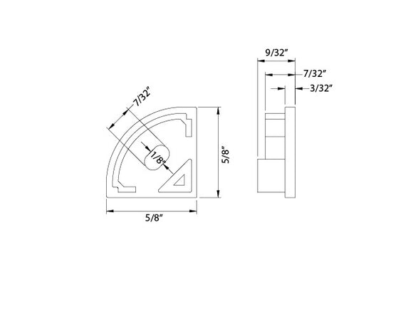 Aluminum Channel ROUND CORNER-S Accessories - YD 1002 End Caps (pair)