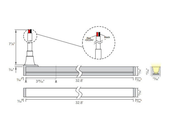 The dimensions of the top bend neon LED lights.