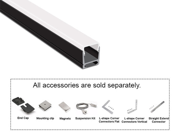 GL LED Skinny Dome YD-1418 Black Aluminum Channel with Milky Diffuser provides bright, even light diffusion in a slim profile. It is made from high-quality anodized aluminum for efficient heat dissipation and durability.