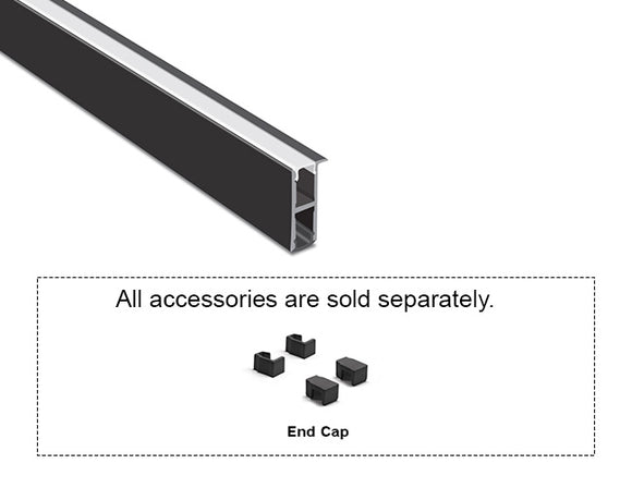 BOARD EDGE - JH 1713 Black Aluminum Channel + Milky Diffuser - 24"