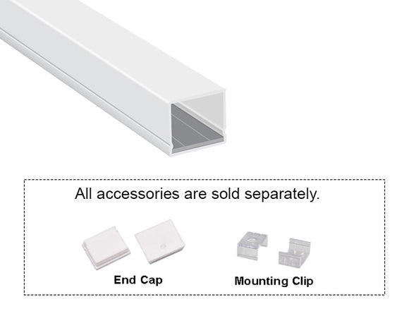 WATERPROOF SQUA - A 2319 Silver Aluminum Channel + Milky Diffuser - 94"