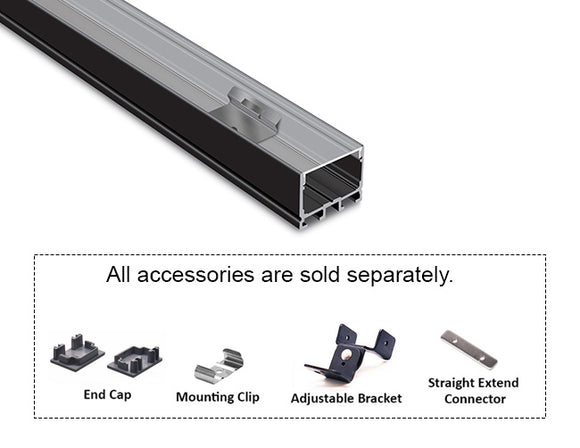 3021 LINEAR - ES 3021 Black Aluminum Channel + Clear Diffuser - 94"