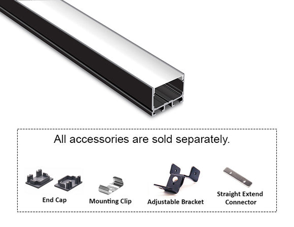 3021 LINEAR - ES 3021 Black Aluminum Channel + Milky Diffuser - 94"