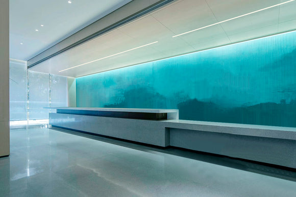 3021 wall washer LED lights are used for indoor hallway illumination.