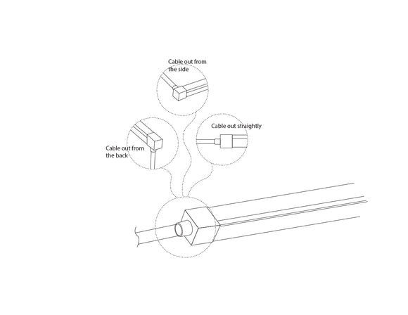 Feed wire options on the rear, side, and bottom for the 3D neon LED lights.