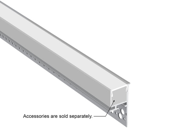 GL LED Cove V GLB L507C Silver Aluminum Channel with Milky Diffuser provides elegant vertical lighting for wall-mounted or recessed applications. Made of strong anodized aluminum, it ensures reliable heat control and consistent, professional illumination.