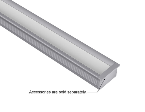 ANGLE RECESS - GLQ 1811 Silver Aluminum Channel + Milky Diffuser - 94"