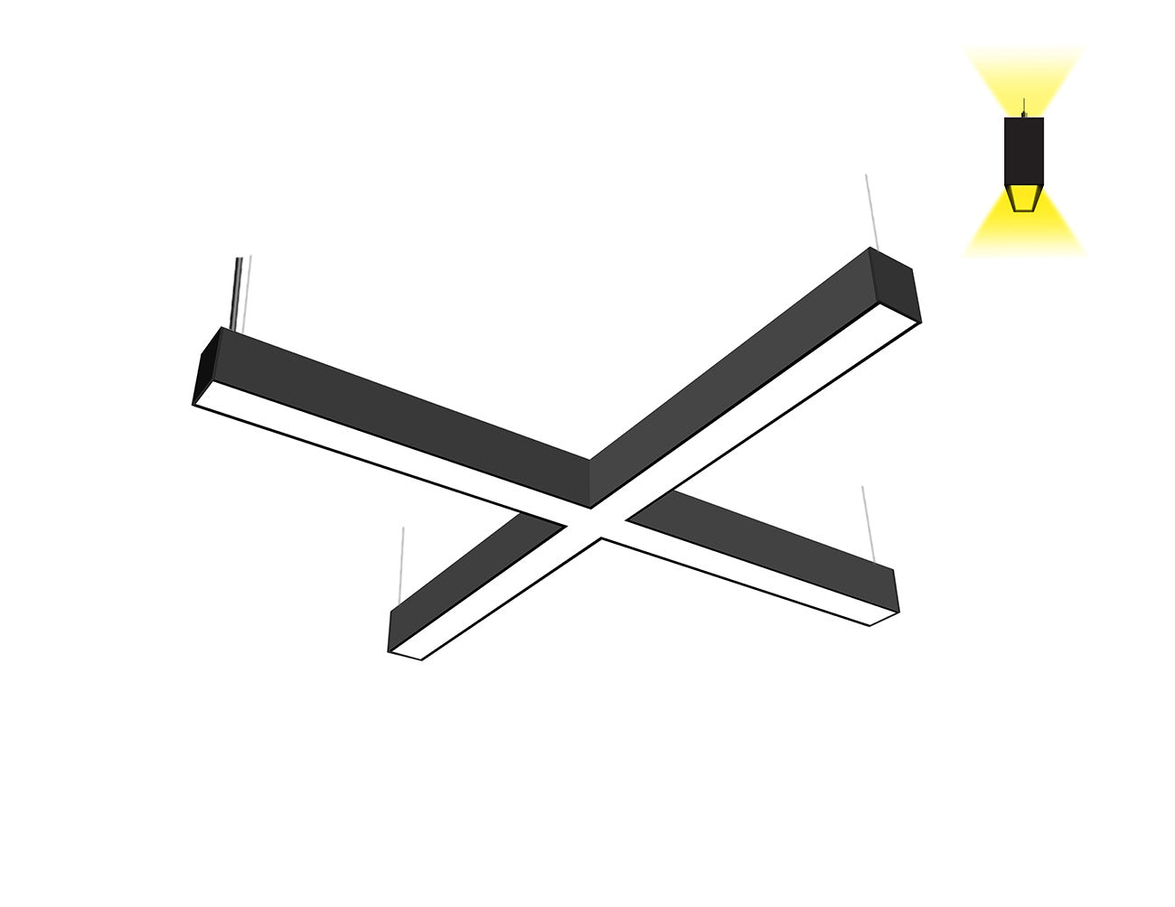 LED Linear Light Up and Down Continuous Run L8070 X Shape GL