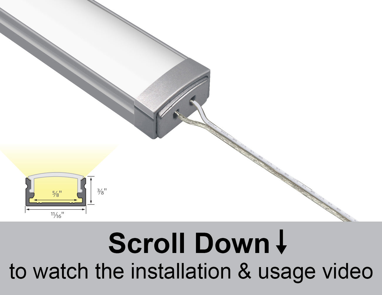 LED Light Connector with Aluminum Channel - SLIM FLAT GLQ 1709 Silver | GL  LED US LIGHTING