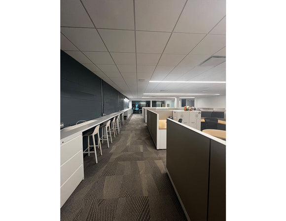 Recessed-mounted L8070 LED with anti-glare lens creates clean ceiling lines and comfortable illumination in the office