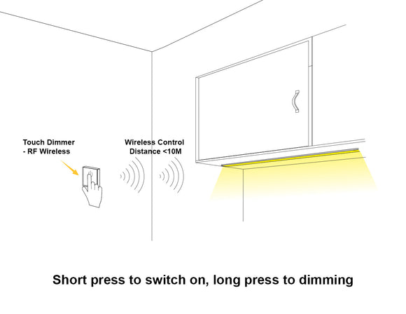 Undercabinet Light - LED RF Wireless - Touch Dimmer - Black