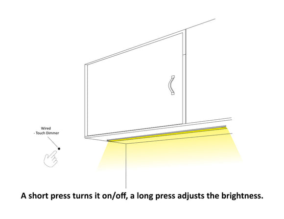 Touch dimmer control – short touch for on/off, long touch for stepless dimming.
