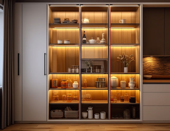 Integrated with the LDR Series power supply, the wardrobe lighting system offers bright and safe illumination inside the cabinet, making it easier to find and organize clothing.