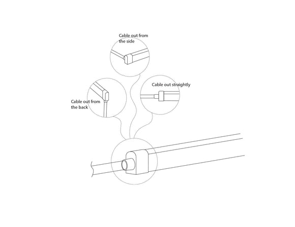 Feed wire options on the rear, side, and bottom for the WINT side bend neon LED lights.
