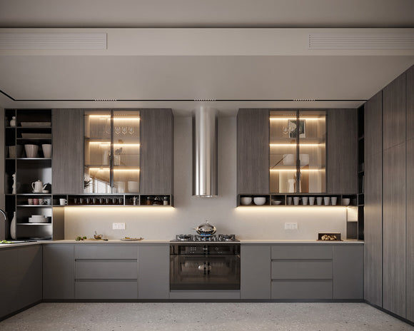 Under-cabinet kitchen light with hand wave sensor, allowing touch-free on/off control with a simple hand gesture.