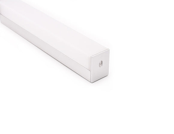 LED Aluminum Channel SQUARE DOME Accessories - YD 1604 End Cap (with a hole) installed on an LED aluminum extrusion YD-1604.