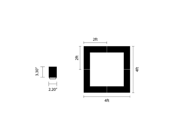 Top view of a square shaped made by four L8456 up and down continuous run L-shaped linear lights; each side is 4ft long.