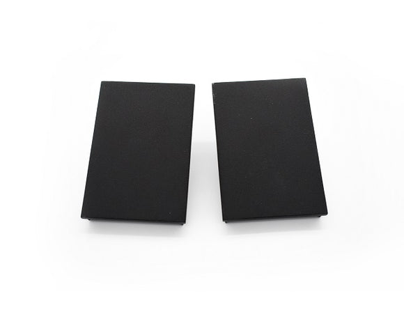 Front view of a pair of black color end caps for GL LED L8456 linear light fixtures.