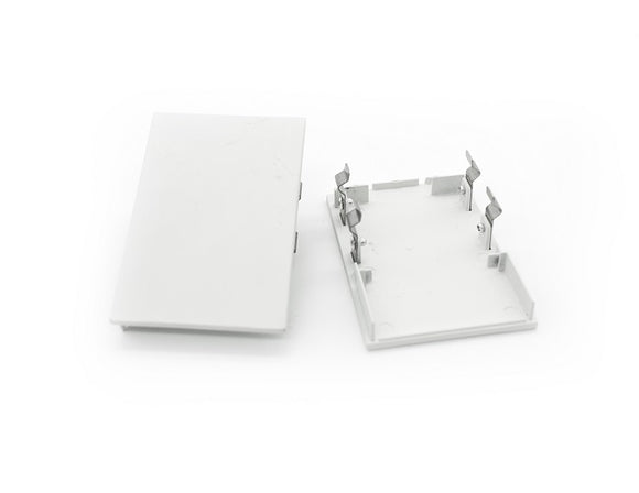 Front view of a pair of white color end caps for GL LED L8456 linear light fixtures.