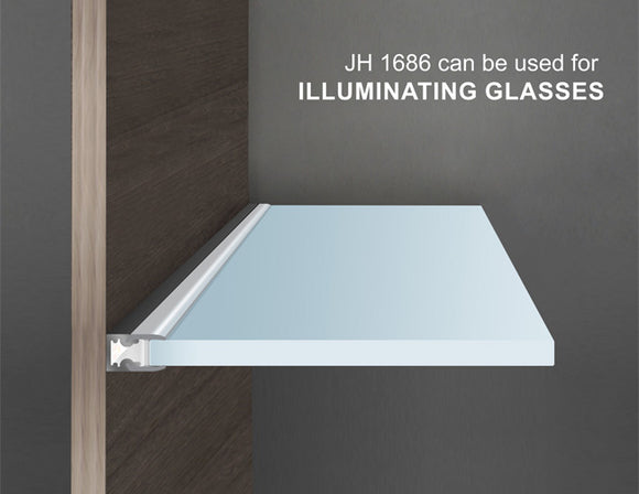 Example of installation for the GLQ 1811 aluminum channel to be used for illuminating glass.