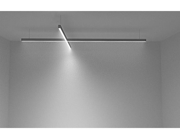 GL LED linear lights renderings showing suspended installation