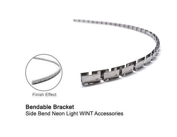 The features of the bendable aluminum brackets for flexible surface mounting of the WINT side bend neon LED lights.