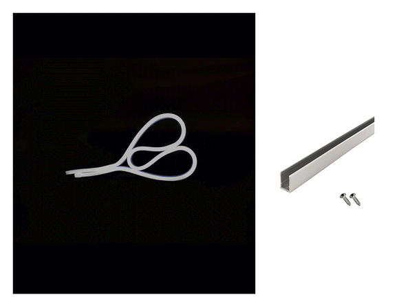 The aluminum channel and screws for surface mounting the WINT side bend neon LED lights.