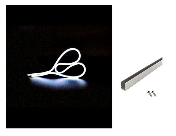 The aluminum channel and screws for surface mounting the WINT side bend neon LED lights.