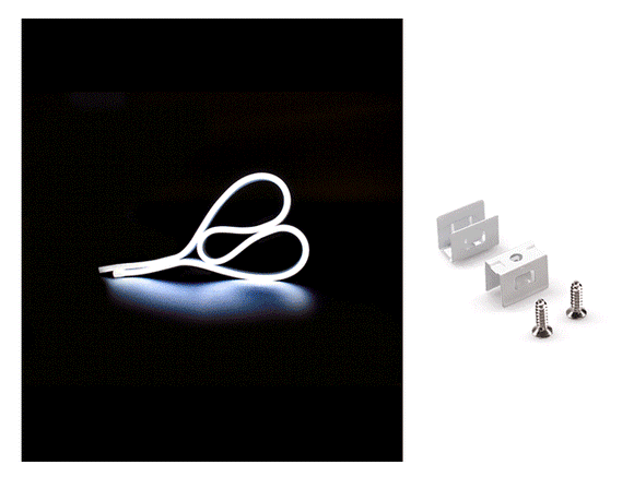 The mounting clips for surface mounting the WINT side bend neon LED lights.