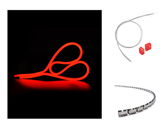 The WINT side bend neon LED lights, a side power feed kit, and a bendable mounting bracket.