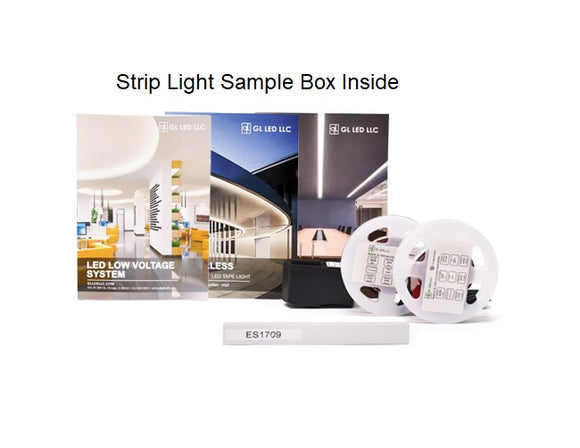 Products inside of the strip light sample box