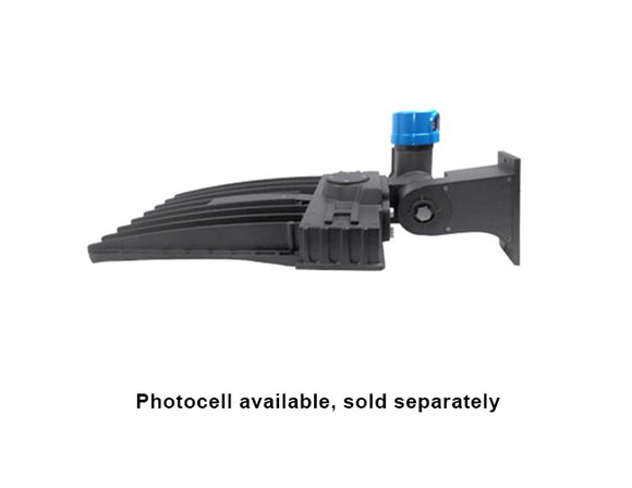 Side view of LED Shoebox Light 100W, with a photocell attached.