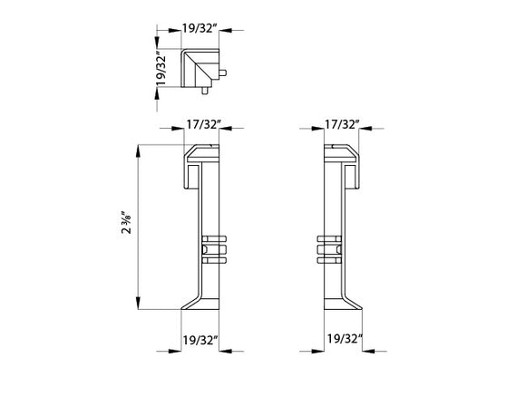 Aluminum Channel SHALLOW SKIRT Accessories - J016B Corner
