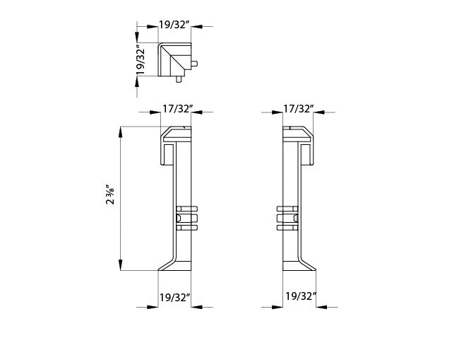 Aluminum Channel SHALLOW SKIRT Accessories - J016B Corner