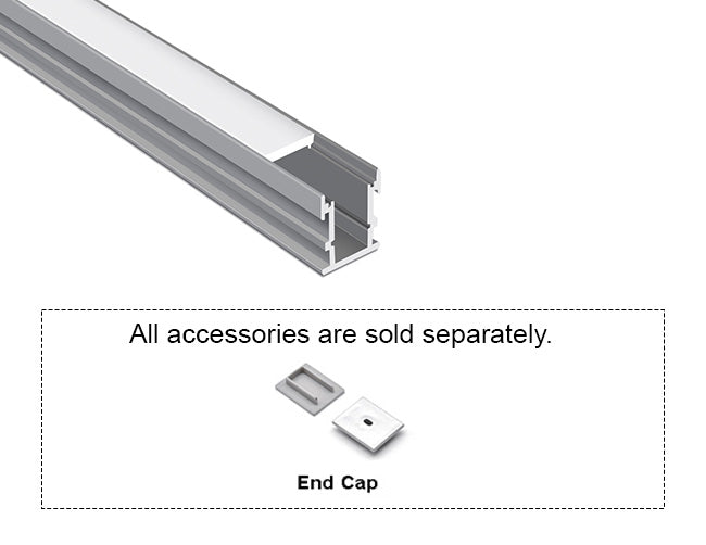 FLOOR RECESS - GL 034 Silver Aluminum Channel + Milky Diffuser - 94"