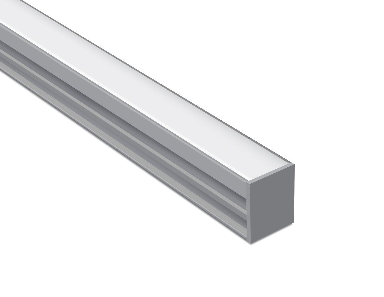 FLOOR RECESS - GL 034 Silver Aluminum Channel + Milky Diffuser - 94"