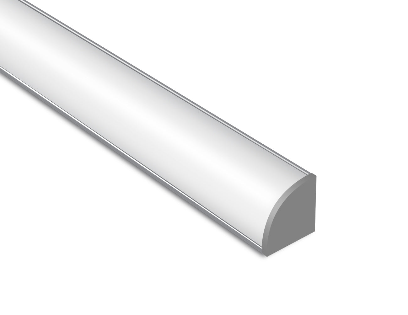 ROUND CORNER-S - GLQ 1616 Silver Aluminum Channel + Milky Diffuser - 94"