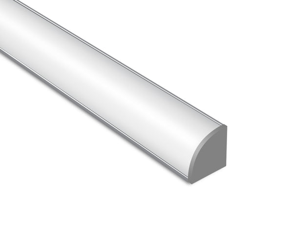 ROUND CORNER-S - GLQ 1616 Silver Aluminum Channel + Milky Diffuser - 94" - 2