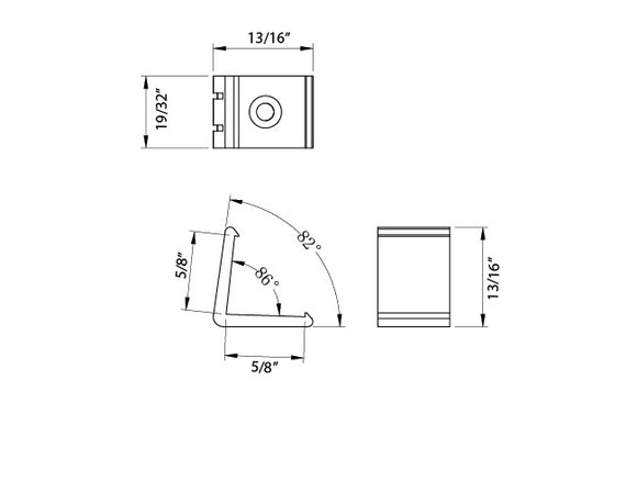 Aluminum Channel ROUND CORNER-S Accessories - YD 1002 Mounting Clip (pc)