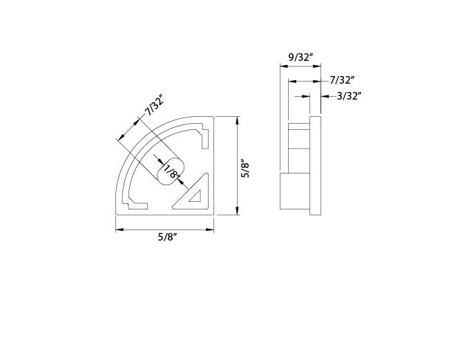 Aluminum Channel ROUND CORNER-S Accessories - YD 1002 End Caps (pair)