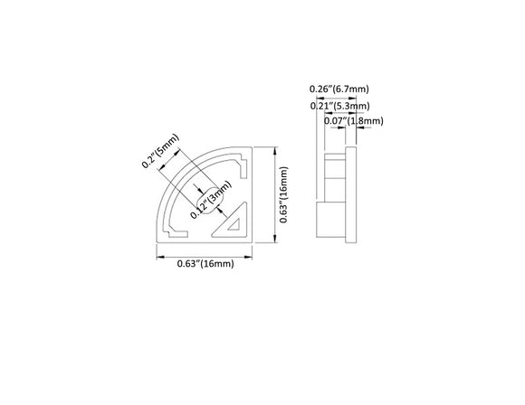 Aluminum Channel ROUND CORNER-S Accessories - YD 1002 End Caps (pair)