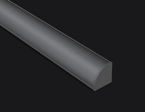 ROUND CORNER-S - YD 1002 Black Aluminum Channel + Black Diffuser - 24"/94" - 0