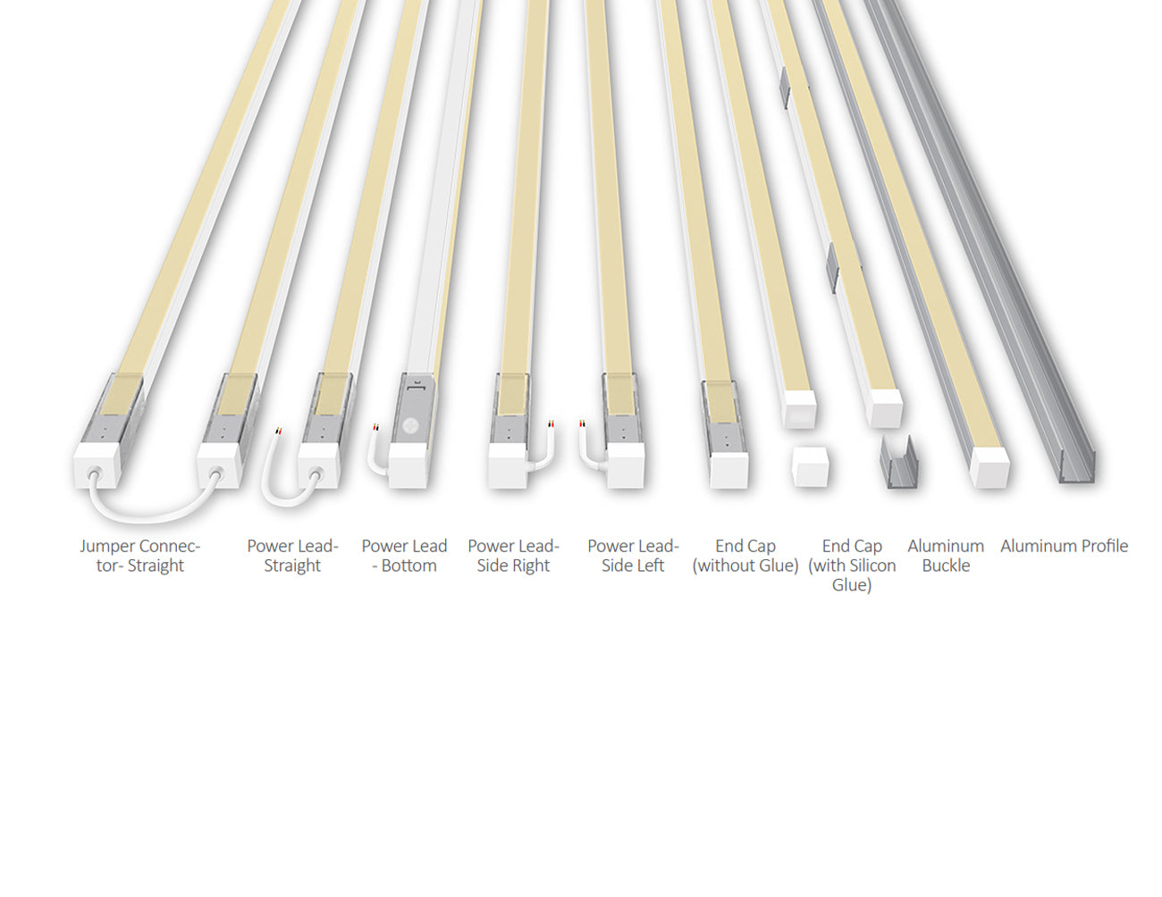 The accessories for the side bend neon LED lights.