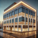 Side bend neon LED lights are used for outdoor building illumination.