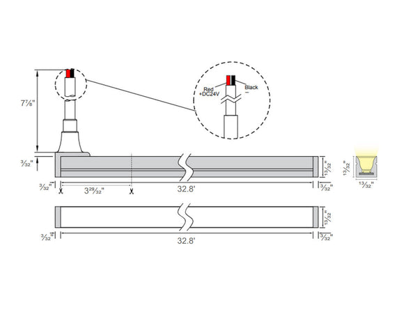 The dimensions of the top bend neon LED lights.