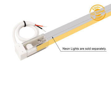 LED Neon Light Top Bend Power Lead – Bottom Feed, cable exiting from the bottom for downward installation.