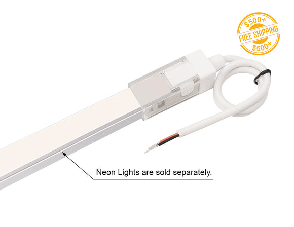 LED Neon Light Top Bend Power Lead – Rear Feed, cable exiting from the back for direct rear connection.