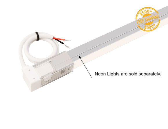 LED Neon Light Side Bend Power Lead – Bottom Feed, cable exiting downward for bottom-entry installation.